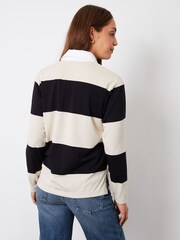Threadbare Black Stripe Paris Embroidery Rugby 100% Cotton Shirt - Image 2 of 5