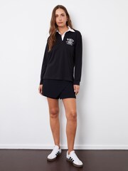 Threadbare Black Paris Embroidery Rugby Shirt - Image 3 of 5