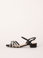 Friends Like These Black Wide Fit Low Block Heel Diamante Occasion Sandals - Image 5 of 5