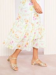 Friends Like These Gold Standard Fit Low Block Heel Diamante Occasion Sandals - Image 3 of 5