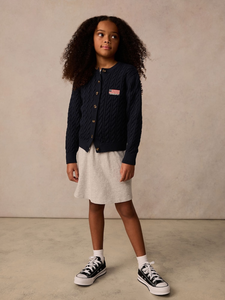 Superdry Navy Cable Knit Cardigan - Image 2 of 8