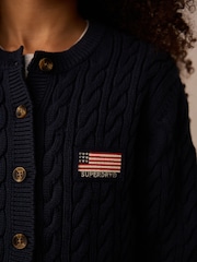 Superdry Navy Cable Knit Cardigan - Image 4 of 8