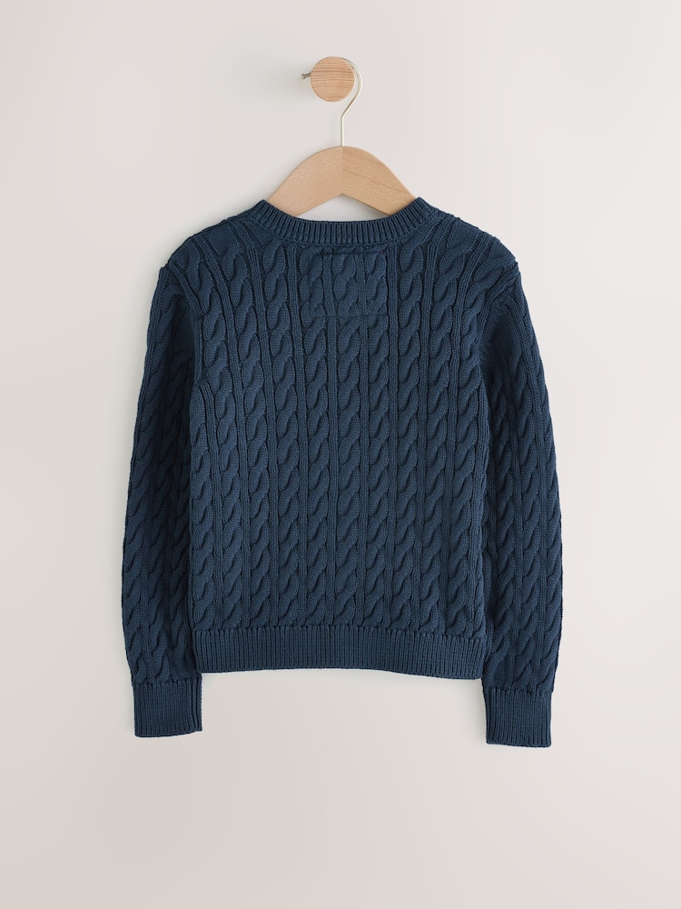 Superdry Navy Cable Knit Cardigan - Image 6 of 8