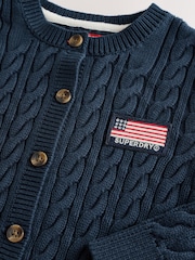 Superdry Navy Cable Knit Cardigan - Image 7 of 8