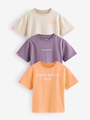 Superdry Multi Printed 100% Organic Cotton T-Shirts 3 Pack - Image 1 of 7