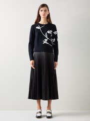 LK Bennett Black Henrietta Flower Detail Jumper - Image 1 of 3