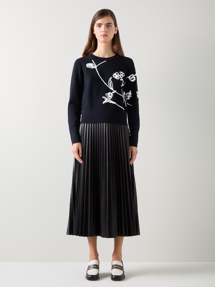 LK Bennett Black Henrietta Flower Detail Jumper - Image 1 of 3