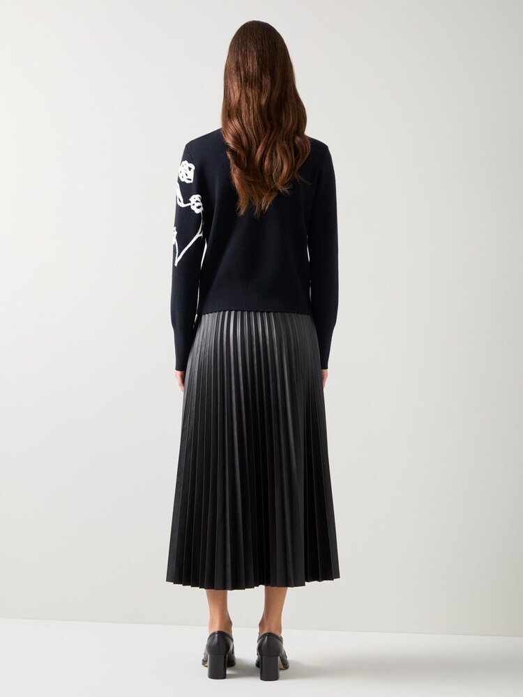 LK Bennett Black Henrietta Flower Detail Jumper - Image 2 of 3