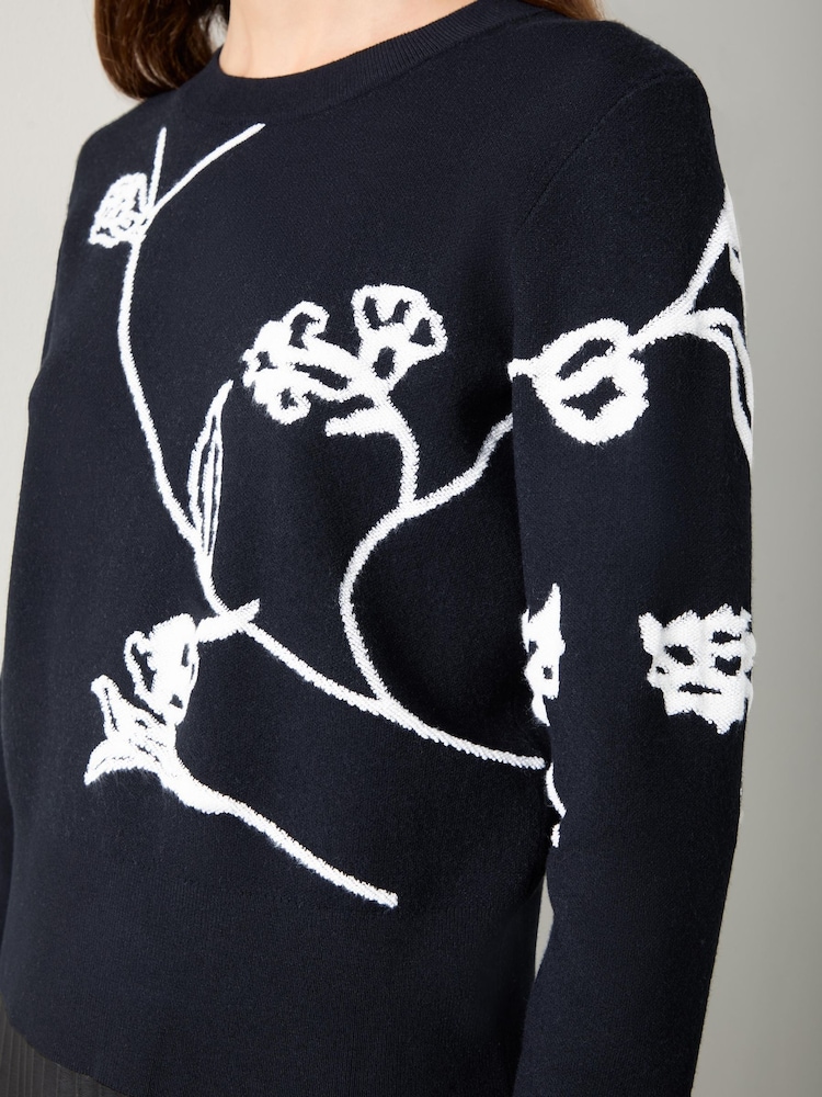 LK Bennett Black Henrietta Flower Detail Jumper - Image 3 of 3
