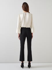 LK Bennett Cream Agnes Birch Satin Top With Frill Cuff - Image 3 of 4