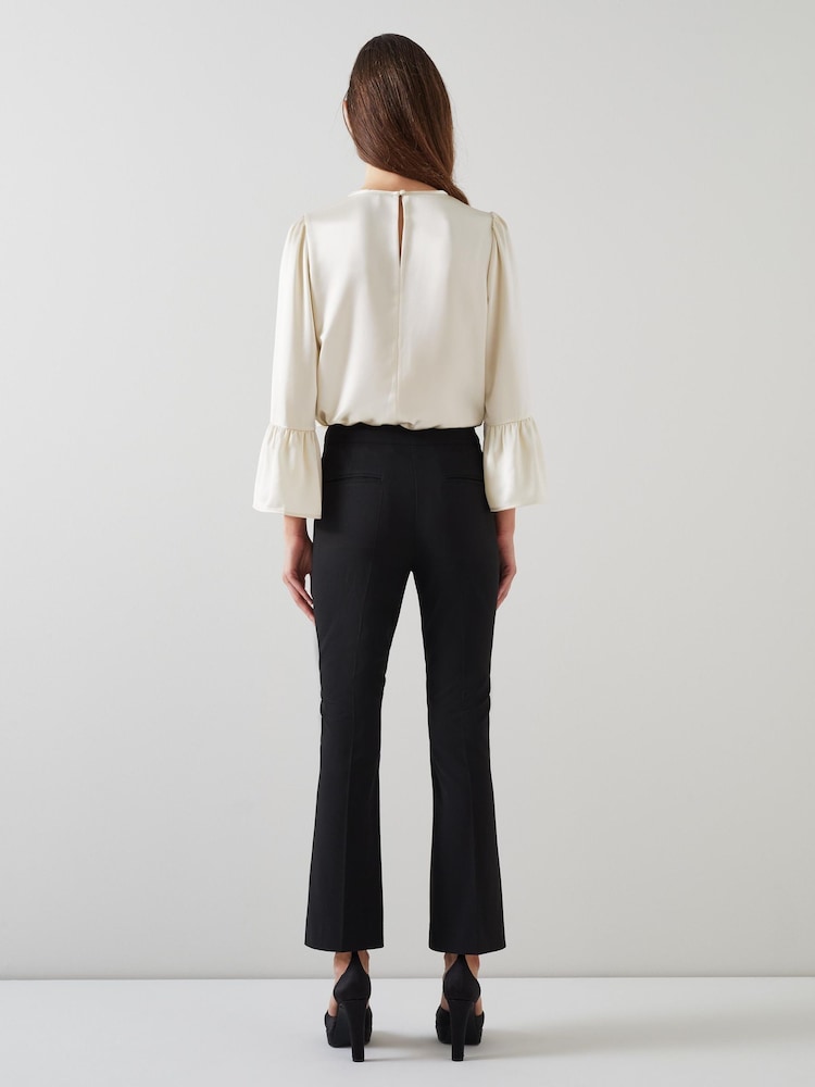 LK Bennett Cream Agnes Birch Satin Top With Frill Cuff - Image 3 of 4