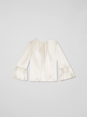 LK Bennett Cream Agnes Birch Satin Top With Frill Cuff - Image 4 of 4