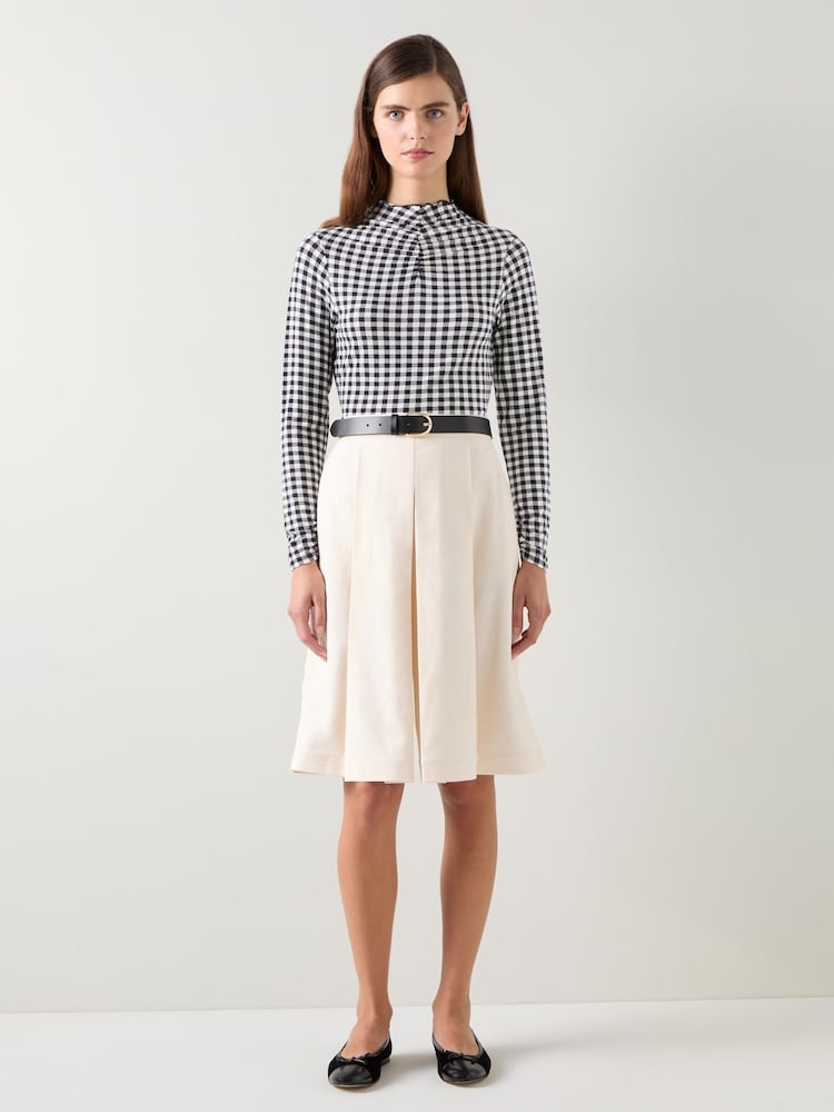 LK Bennett Black Laurie Gingham Print Turtle Neck Top - Image 1 of 3