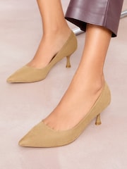 Friends Like These Camel Wide Fit Standard Fit Comfort Pointed Toe Kitten Heel Courts - Image 1 of 5