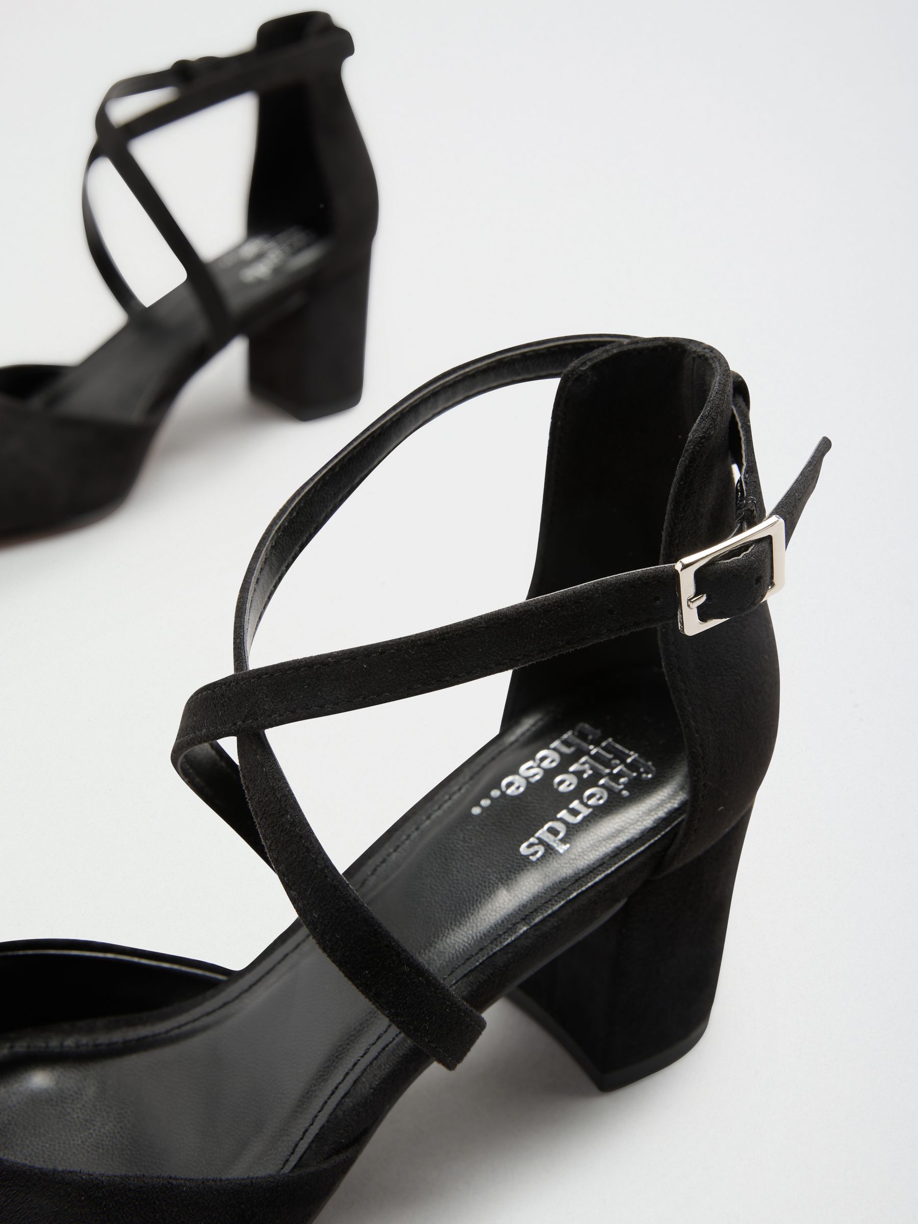 Buy Friends Like These Black Standard Fit Block Heel Cross Strap