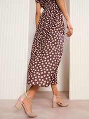 Friends Like These Nude Wide Fit Cross Strap Mid Block Heel Faux Leather Court Shoes - Image 4 of 5
