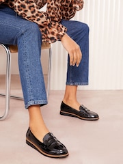 Friends Like These Black Comfort Patent Faux Leather Flat Loafers - Image 1 of 5