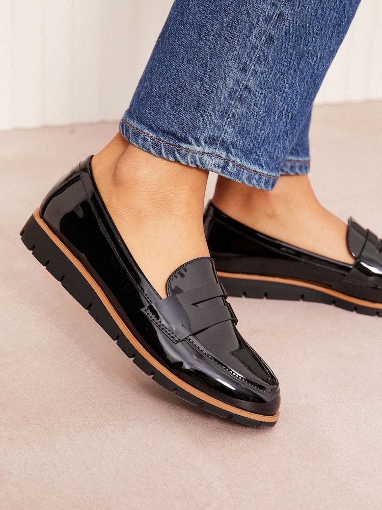 Friends Like These Black Comfort Patent Faux Leather Flat Loafers - Image 2 of 5