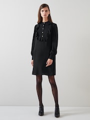 LK Bennett Black Daisy Crepe Dress With Knit Trim - Image 1 of 4
