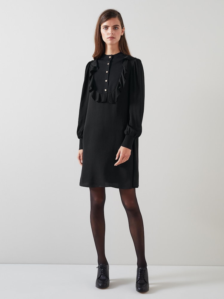 LK Bennett Black Daisy Crepe Dress With Knit Trim - Image 1 of 4