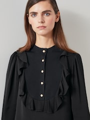 LK Bennett Black Daisy Crepe Dress With Knit Trim - Image 3 of 4