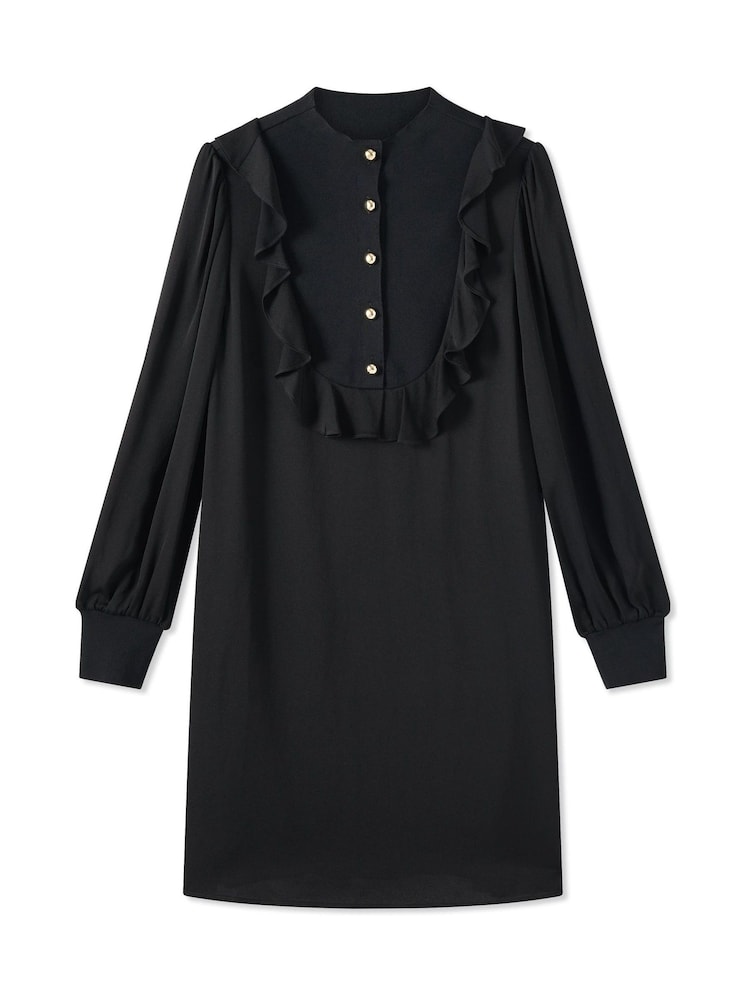 LK Bennett Black Daisy Crepe Dress With Knit Trim - Image 4 of 4