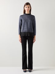 LK Bennett Black Mary Pleated Detail Knit Jumper - Image 1 of 3