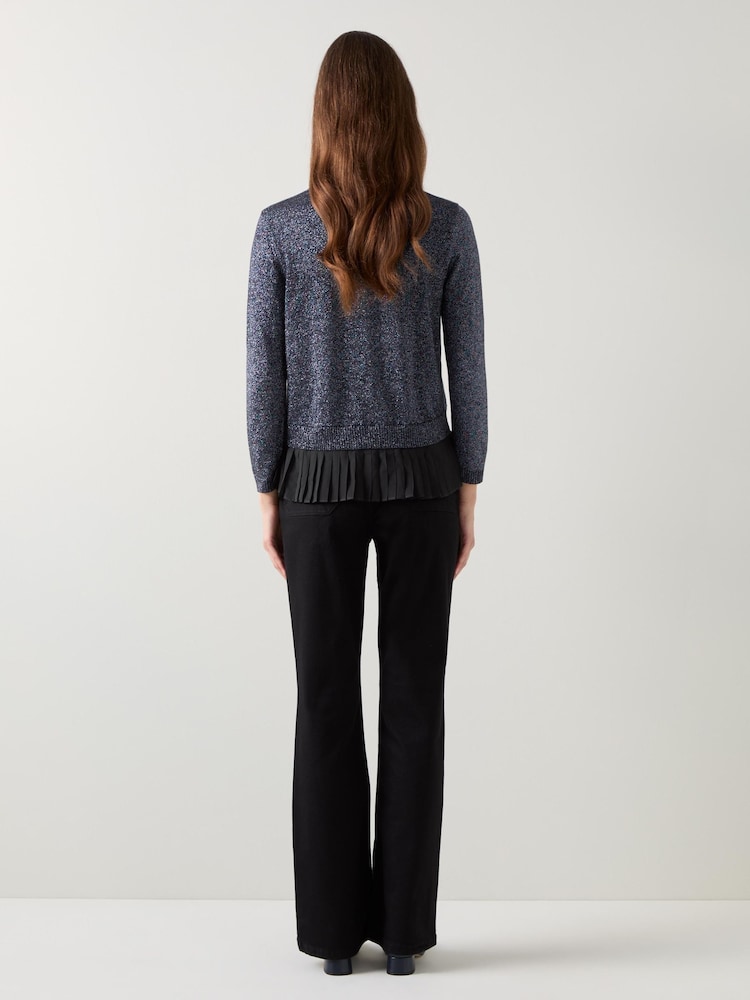LK Bennett Black Mary Pleated Detail Knit Jumper - Image 2 of 3