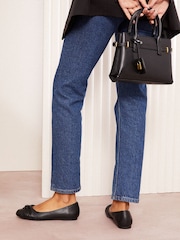 Friends Like These Black PU Standard Fit Twist Detail Round Toe Flat Ballerina Pump Shoes - Image 4 of 5