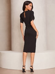 Svart - Lipsy Tulipanerm med rynkete ermer Midi Bodycon Kjole - Bilde 4 av 4