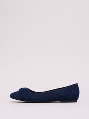 Friends Like These Navy Standard Fit Twist Detail Round Toe Flat Ballerina Pump Shoes - Image 5 of 5