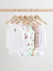 White Strawberry Baby Strappy Vest Bodysuits 5 Pack - Image 1 of 13