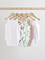 White Strawberry Baby Strappy Vest Bodysuits 5 Pack - Image 2 of 13