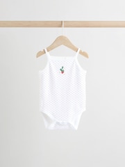 White Strawberry Baby Strappy Vest Bodysuits 5 Pack - Image 3 of 13