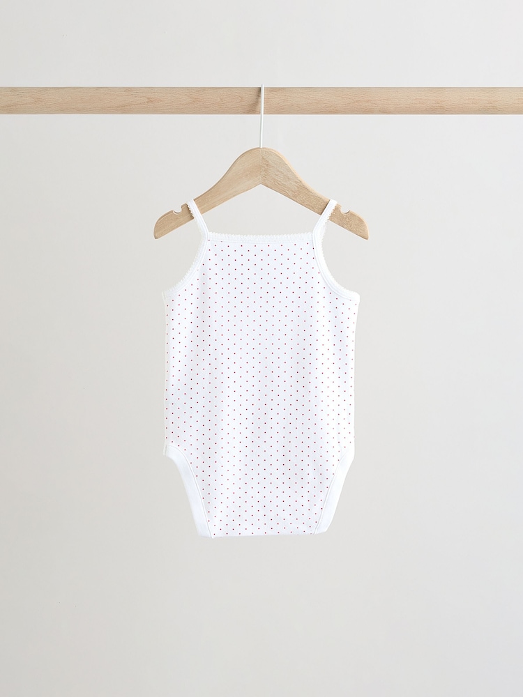 White Strawberry Baby Strappy Vest Bodysuits 5 Pack - Image 4 of 13