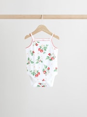White Strawberry Baby Strappy Vest Bodysuits 5 Pack - Image 5 of 13