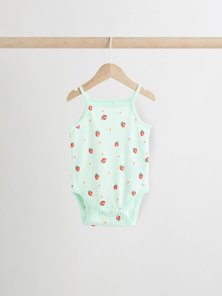White Strawberry Baby Strappy Vest Bodysuits 5 Pack - Image 6 of 13