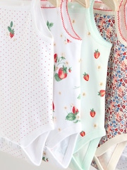 White Strawberry Baby Strappy Vest Bodysuits 5 Pack - Image 9 of 13