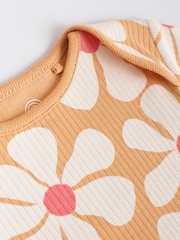 Cream/Brown Baby Short Sleeve 100% Cotton Bodysuits 5 Pack - Image 10 of 12