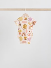 Cream/Brown Baby Short Sleeve 100% Cotton Bodysuits 5 Pack - Image 8 of 12