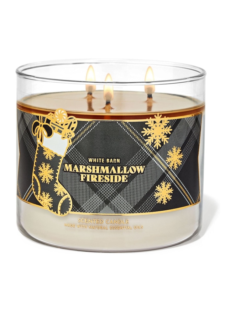 Bath & Body Works Marshmallow Fireside Christmas Novelty 3-Wick Candle 14.5 oz / 411 g - Image 1 of 1 Bath & Body Works Marshmallow Fireside Christmas Novelty 3-Wick Candle 14.5 oz / 411 g - Image 1 of 1