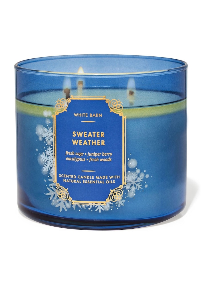 Bath & Body Works Sweater Weather Colored Glass Christmas 3-Wick Candle 14.5 oz / 411 g - Image 1 of 1