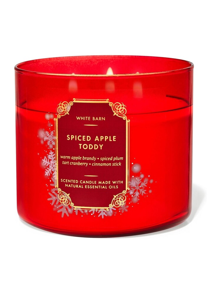 Bath & Body Works Spiced Apple Toddy Colored Glass Christmas 3-Wick Candle 14.5 oz / 411 g - Image 1 of 1 Bath & Body Works Spiced Apple Toddy Colored Glass Christmas 3-Wick Candle 14.5 oz / 411 g - Image 1 of 1
