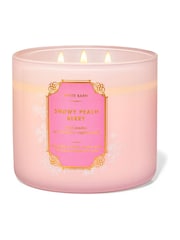 Bath & Body Works Snowy Peach Berry Colored Glass Christmas 3-Wick Candle 14.5 oz / 411 g - Image 1 of 1