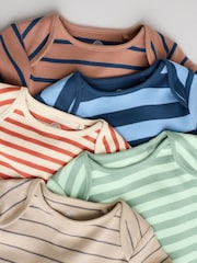 Multi Stripe Short Sleeve Baby Bodysuits 5 Pack - Image 10 of 13