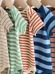 Multi Stripe Short Sleeve Baby Bodysuits 5 Pack - Image 9 of 13