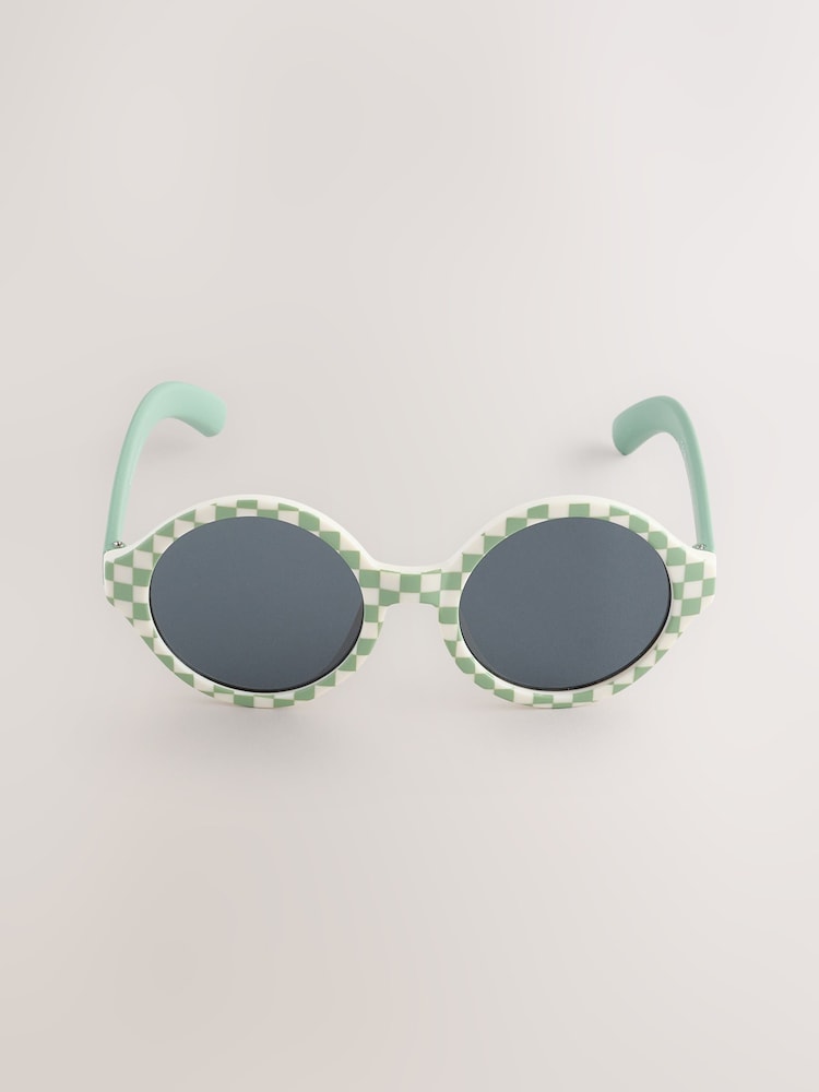 Green Check Round Sunglasses - Image 4 of 4