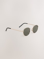 Gold Colour Round Metal Sunglasses - Image 1 of 4