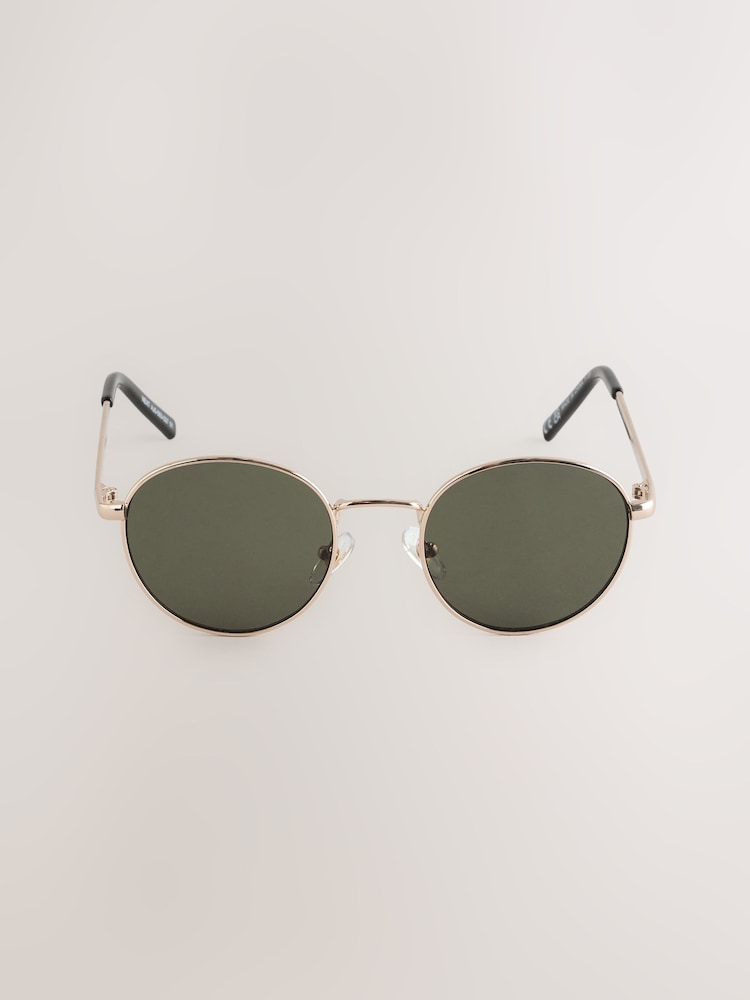 Gold Colour Round Metal Sunglasses - Image 2 of 4