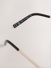 Gold Colour Round Metal Sunglasses - Image 4 of 4